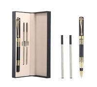 0.5mm Ensemble de Stylos à Bille en Métal, Stylo à Pointe Fine à Encre Noire, Stylos à Bille Roulante d'affaires, Stylo Rollerball de Luxe avec 2 Mines Encre Noire pour Domicile École Affaires Cadeaux