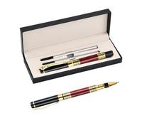 0.5mm Ensemble de Stylos à Bille en Métal, Stylo à Pointe Fine à Encre Noire, Stylos à Bille Roulante d'affaires, Stylo Rollerball de Luxe avec 2 Mines Encre Noire pour Domicile École Affaires (B)