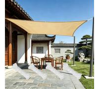 0.6x4.2M Voile d'ombrage rectangulaire imperméable, Protection UV 95%, Coupe-Vent et Protection Contre Les intempéries pour Balcon, Jardin et terrasse - Jaune Clair