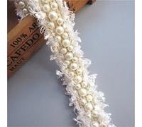 0,9 m ruban Pearl Dentelle Edge en nylon 3 cm de largeur Style vintage Blanc garnitures Tissu brodée Applique à coudre Craft Mariage Robe de mariée Décoration de fête Vêtements Sac Chapeau Broderie