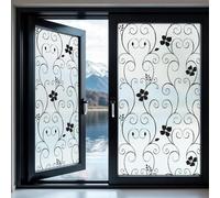 (0.9M X 3M)DuoFire? Decorative Repositionable Stained Non-adhesive static cling Privacy Glass Window Film DP014B by DuoFire