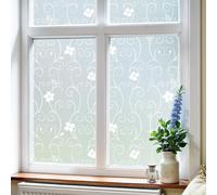 (0.9M X 3M)DuoFire? Decorative Repositionable Stained Non-adhesive static cling Privacy Glass Window Film DP014W by DuoFire