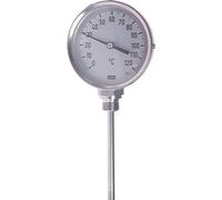0 à +120°C Thermomètre industriel bimétallique en acier inoxydable 160mm Cabinet 200mm Fond de tige