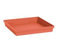 EDA - Soucoupe Carrée TOSCANE 40 cm - pour Pot de Fleur Carré Toscane 50 cm - 40 x 40 x H.5,9 cm - Orange Terre Battue