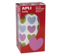 [016796-3] Apli Lot de 3 Rouleaux 900 gommettes coeurs multicolores 20x18 mm