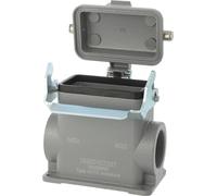 04300102297 HARTING Han 10B Boîtier de socle haut, 2xPG21 sortie de câble latérale, avec 1 étrier longitudinal avec capuchon de protection métal