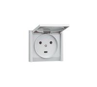 Prise de courant 2P+T 20A pour boite Ø67mm Plexo complet IP44 encastré - gris