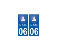 06 La Turbie blason autocollant plaque ville - Angles : droits