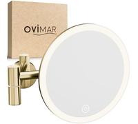 0vimar cosmétique Blavand Or | avec éclairage | Rechargeable | Montage Mural pour perçage | dans la Salle de Bain | Miroir grossissant 5X | Miroir de Maquillage | Miroir à 360 degrés