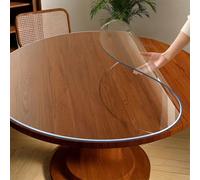 1,0 mm Nappe de table ronde en PVC de haute qualité, transparente, personnalisable, convenant pour table à manger, bureau, cuisine, sol (faite sur mesure pour tables rondes), nappe de table à dîner, n