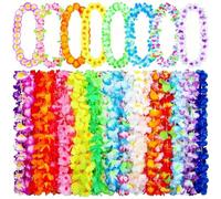 1/10/15/20/25/30/35/40/45/50 pièces Collier de couronne florale hawaïenne, cadeau de fête à thème floral hawaïen tropical, serre-tête, décoration de mariage de vacances à la plage, anniversaire, fourn