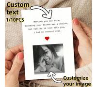 1/10 Carte de vœux photo personnalisée avec enveloppe, convient pour exprimer l'amour, l'anniversaire, le manque, l'anniversaire de mariage et autres occasions - Cadeau idéal pour les partenaires ou l