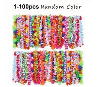 1-100 pièces Collier guirlande d'Hawaï, thème de fleurs tropicales d'Hawaï. Faveurs de fête, bandeaux, décorations pour vacances, mariage, plage, anniversaire. Fournitures de fête, couronnes, bandeaux