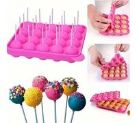 1/100 pièces Moule à sucettes en silicone 20 cavités, bâtons de sucettes, convient pour faire des cake pops, du chocolat, des bonbons, anti-adhésif, four/lave-vaisselle/réfrigérateur, accessoires de c