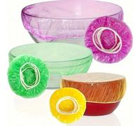 1/100pcs Couvercles de conservation alimentaire élastiques réutilisables - Couvercles de bol semi-transparents, remplacement parfait pour le papier d'aluminium et le film plastique (couleur aléatoire)