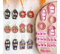 1/11 pièces Emporte-pièces en argile polymère thème Halloween automne, moule cercueil pierre tombale champignon couronne pour boucles d'oreilles effrayantes DIY artisanat de bijoux PLA