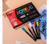 1/12/24/36/48/60 pièces Marqueurs acryliques, encre liquide à pointe souple, résistants à la décoloration, stylos de peinture superposables, marqueurs aquarelle, stylos de marquage DIY, couleurs aléat
