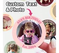 1-120 pièces Autocollants photo personnalisés, autocollants d'étiquette ronds imperméables personnalisés avec texte/image, emballage cadeau, décoration de fête, étiquettes cadeaux, souvenirs de maison