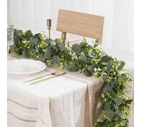1/2/12 pièces Guirlande d'eucalyptus artificiel, fleurs blanches, 5,9ft/180cm guirlande d'eucalyptus à feuilles argentées & gypsophile, vigne de verdure artificielle, convient pour mariage, fête, mant
