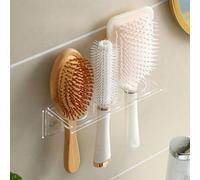 1/2/3/4pcs Porte-peigne de salle de bain en plastique acrylique, étagère de rangement murale sans perçage pour la coiffeuse, organisateur transparent clair pour brosses à cheveux et articles de toilet