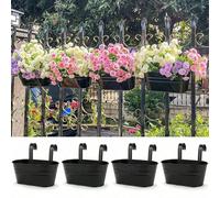 1/2/3/4pièces Ensemble de grands pots de fleurs suspendus; Pot de fleurs de jardin, pot de fleurs, pot de fleurs en fer forgé durable monté au mur; Robuste et durable; Livré avec des crochets amovible