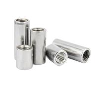 1/2/3/5pc M8 M10 M12 M14 304 Acier Inoxydable Étendre Longue Longueur Écrou De Couplage Rond Connecteur Manchon Joint Tubulaire(M8x12x10-5pcs)