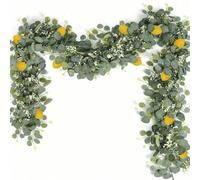 1/2/3 pièces Couronne de fleurs de citron artificielle, décorée de feuilles d'eucalyptus, de gypsophile et de vigne de citron, convient pour l'intérieur, la maison, la chambre, l'extérieur, la cuisine