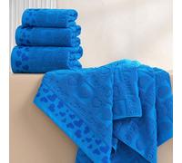 1/2/3 pièces en option, Cœur d'amour en jacquard de pur coton, 1 pièce Serviette de bain/Ou 1 pièce Serviette de salle de bain en tissu éponge 100% coton, Serviette de couple confortable pour la maiso