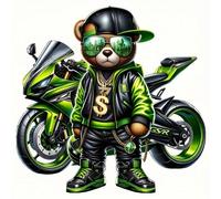 1/2/3 pièces Stickers de transfert à repasser ours bikers hip hop, 1/2/3 pièces, Décalcomanies vinyle de dessin animé de coureur pour T-shirts DIY, sweats, jeans, sweats à capuche, sacs, décorations d