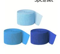 1/2/3 Rouleaux 246ft Papier Crépon Nuances de Bleu Pack de Guirlandes en Papier Crépon Guirlandes de Fête en Papier Crépon Papier Crépon pour Décorations de Fête Océan Rouleau de Papier Surdimensionné