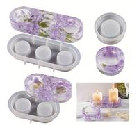 1/2/3 trous bricolage cristal époxy résine plastique moule poreux rond aromathérapie gypse bougeoir ornement Silicone moule Three holes