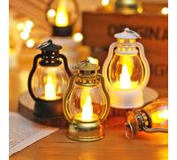1/2/3pcs Lanternes décoratives mini vintage mignonnes avec bougies LED vacillantes, à piles, décoration intérieure mini lanterne, décoration de maison, décoration de chambre, décoration murale veilleu