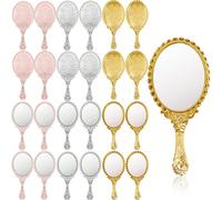 1/2/4/10/16/20 pièces Miroir à main vintage, miroir de princesse flottant doré compact, miroir de maquillage portable, convient pour la classe, les fêtes d'enfants, les voyages et autres petits cadeau