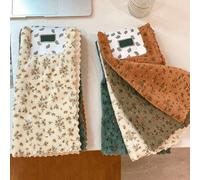 1/2/4/6/8 pièces Chiffons de nettoyage à motif floral, serviettes de cuisine épaissies et élargies à séchage rapide, douces et respirantes, convenant pour les serviettes de bain, les tampons de poliss