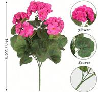 1/2/4/6 pièces Arbustes de géranium artificiels - Fleurs fuchsia réalistes, pour la décoration intérieure et extérieure, le jardin, le porche, le patio, la jardinière de fenêtre, le pot suspendu, la m