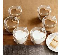 1-2-4-6 pièces/set Tasses en verre à double paroi en forme de cœur de 80 ml et 200 ml avec poignées, réutilisables pour sachets de thé, espresso, cappuccino, cadeaux uniques pour mariage, fête des mèr