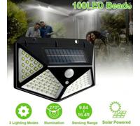 1/2/4 pièces, 5000 Lumens, Alimenté par énergie solaire, 3 modes d'éclairage, Applique murale solaire avec détecteur de mouvement PIR extérieur, Lampe solaire étanche à 4 côtés avec 100 LED 1PC,2 pièc