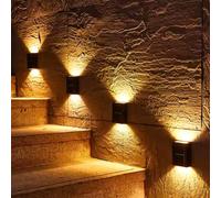 1/2/4 pièces Appliques murales solaires, 2 LED haut & bas, lumières extérieures à détecteur, convient pour la cour, le garage, le porche, la décoration de jardin - Lumière chaude 1 pièce,2 pièces,4 pi