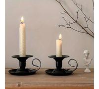 1/2/4 pièces Bougeoirs en métal noir élégants - Design de tasse à thé vintage, surface légère et polie, idéal pour la décoration de la maison romantique, la décoration de Noël, le centre de table de m