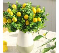 1/2/4 pièces Bouquet de fleurs artificielles de citron et d'eucalyptus, comprenant des branches de citron jaune et des feuilles d'eucalyptus, convient pour la décoration de la maison, de la chambre, d