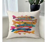 1/2/4 pièces Housse de coussin avec illustration de sardine colorée, 100% polyester en tissu peau de pêche, imprimé unilatéral, décoration de canapé, chaise, accessoire de maison 45*45cmAnimal,graphiq