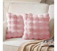 1/2/4 pièces Housses de coussin de style toscan en fausse fourrure de lapin de luxe, sans insert de coussin, moelleuses et douces, convenant pour le salon, le canapé, la tête de lit de la chambre et a