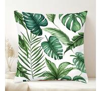 1/2/4 pièces Housses de coussin imprimées de feuilles de Monstera vertes et de feuilles de palmier, housses de coussin carrées en polyester avec motif de plante aquarelle bohème, taies d'oreiller déco