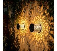 1/2/4 pièces Lampe murale solaire à motif de pièce creuse noire, lanterne murale LED d'extérieur avec projection d'ombre florale, décoration murale extérieure étanche pour patio, balcon, villa, chalet