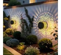 1/2/4 pièces Lumières murales solaires Mandala, Lumières de projection extérieures étanches avec marche/arrêt automatique, Lampes à ampoules LED décoratives pour clôture de jardin, terrasse, allée, lu
