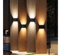 1/2/4 pièces Lumières solaires extérieures - Lampes murales à 8 LED haut et bas, Éclairage mural de décoration de jardin, Éclairage de clôture de cour, Éclairage d'escalier, Éclairage de couloir, Écla