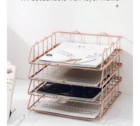 1/2/4 pièces Porte-documents empilables en or rose format A4, boîte de rangement horizontale pour documents, trieur de courrier, corbeille à courrier pour bureau, école et usage domestique 1 pièce/or,