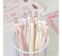 1/2/4 pièces Stylos gel rétractables mignons en forme de chat, style coréen/japonais avec finition brillante, pointe fine de 0,5 mm, encre noire, stylos pailletés multicolores, en gros 4 pièces/boîte,