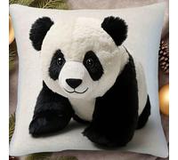 1/2/4 pièces Taie d'oreiller ultra-douce de panda géant de 45 x 45 cm - 100% polyester, design animal réaliste pour la décoration du salon et de la chambre à coucher, cadeau parfait pour les fêtes (or