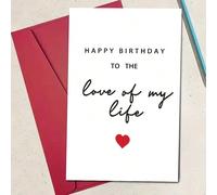 1/2/5/10 pièces Carte romantique "Joyeux anniversaire à l'amour de ma vie" avec un élégant cœur rouge - parfait pour les amoureux et les partenaires, cadeau idéal pour la Saint-Valentin, page vierge à